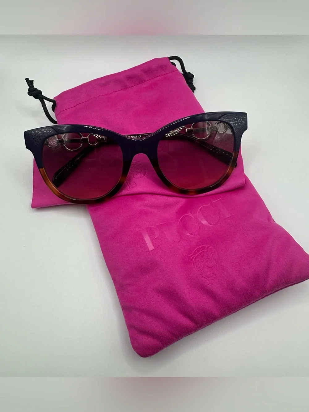 Emilio Pucci EP157 05B Blue Tortoise Cat Eye Sunglasses 54-21-140 New Case $595